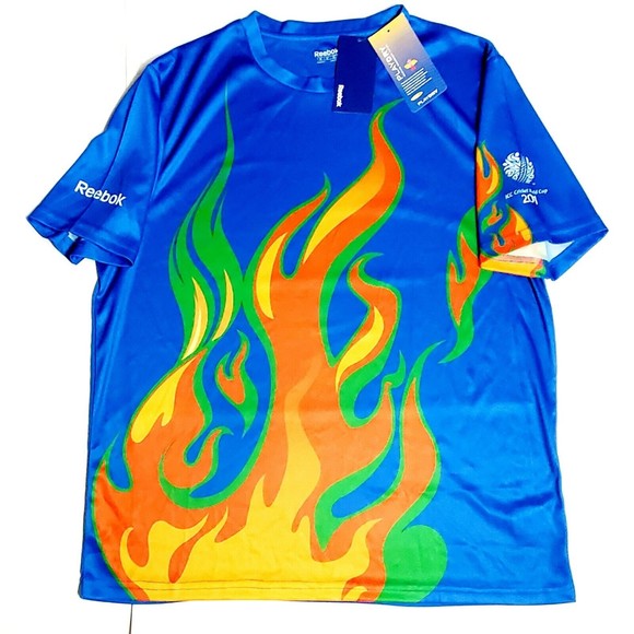 I.C.C. CRICKET WORLD CUP REEBOK PEPSI Flame Men Sz XL PlayDry Blue RARE NWT! - Picture 1 of 8
